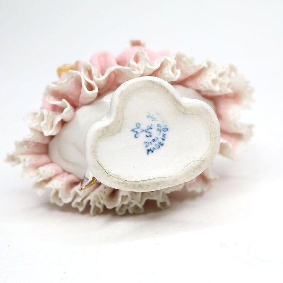 Vintage Dresden Lace Ballerina Figurine Pink Skirt Porcelain Collectible - Picture 7 of 8